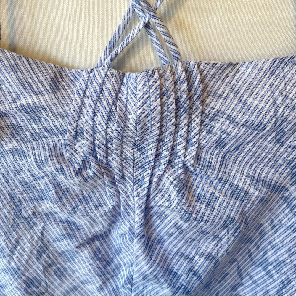HD in Paris Anthropologie Dayflower swing dress L Blue Off the shoulder Strappy - Picture 7 of 9